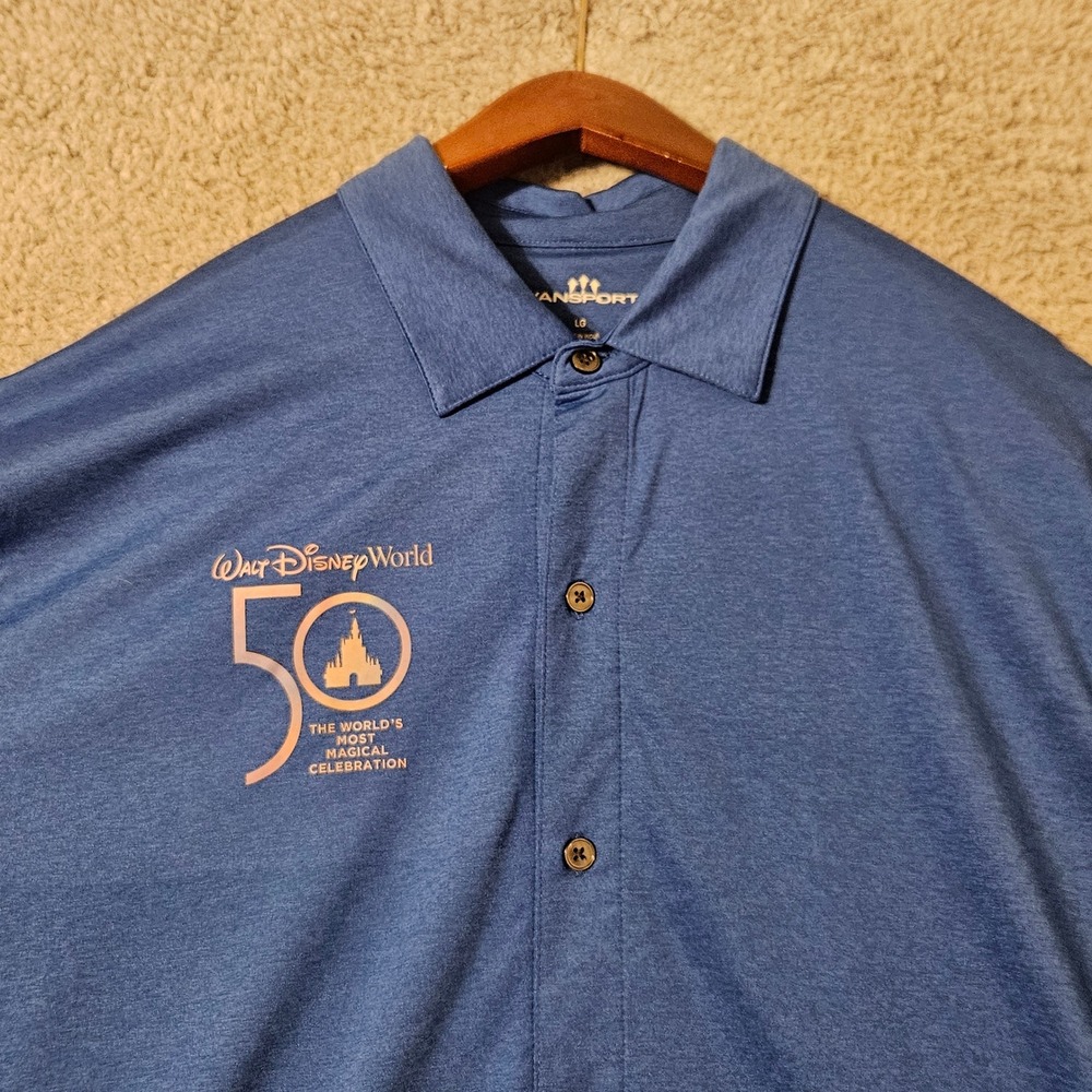 Disney Springs Cast Member Employee Performance 50th S/S Button Shirt Blue Large